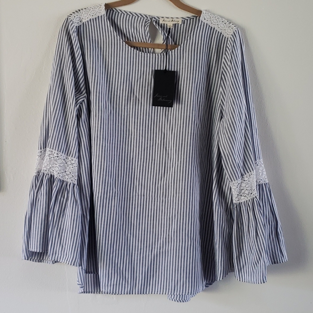 Jane & Delancey striped blouse with lace